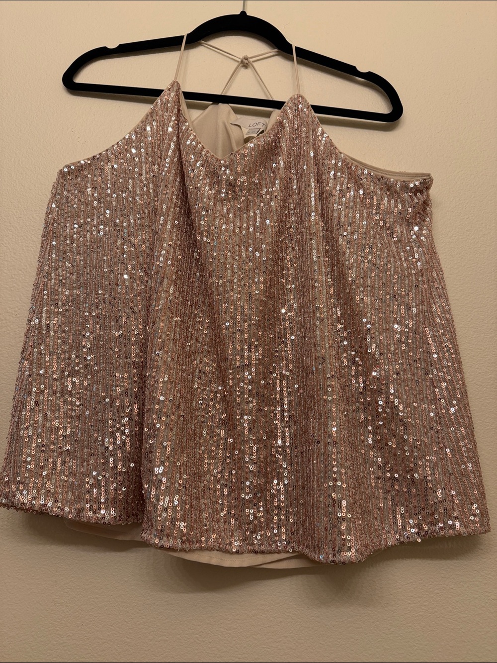 LOFT Rose Gold Sequin Camisole Top XL - Picture 4 of 7